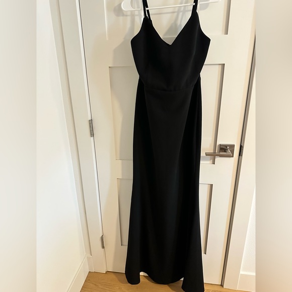 black trumpet dress Velvet Long Sleeve Keyhole Prom Pink and black polka Size:S / 4-6 Tangerine